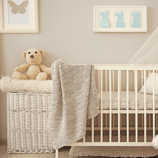 Neutral Baby Nursery including cot and baby bedding