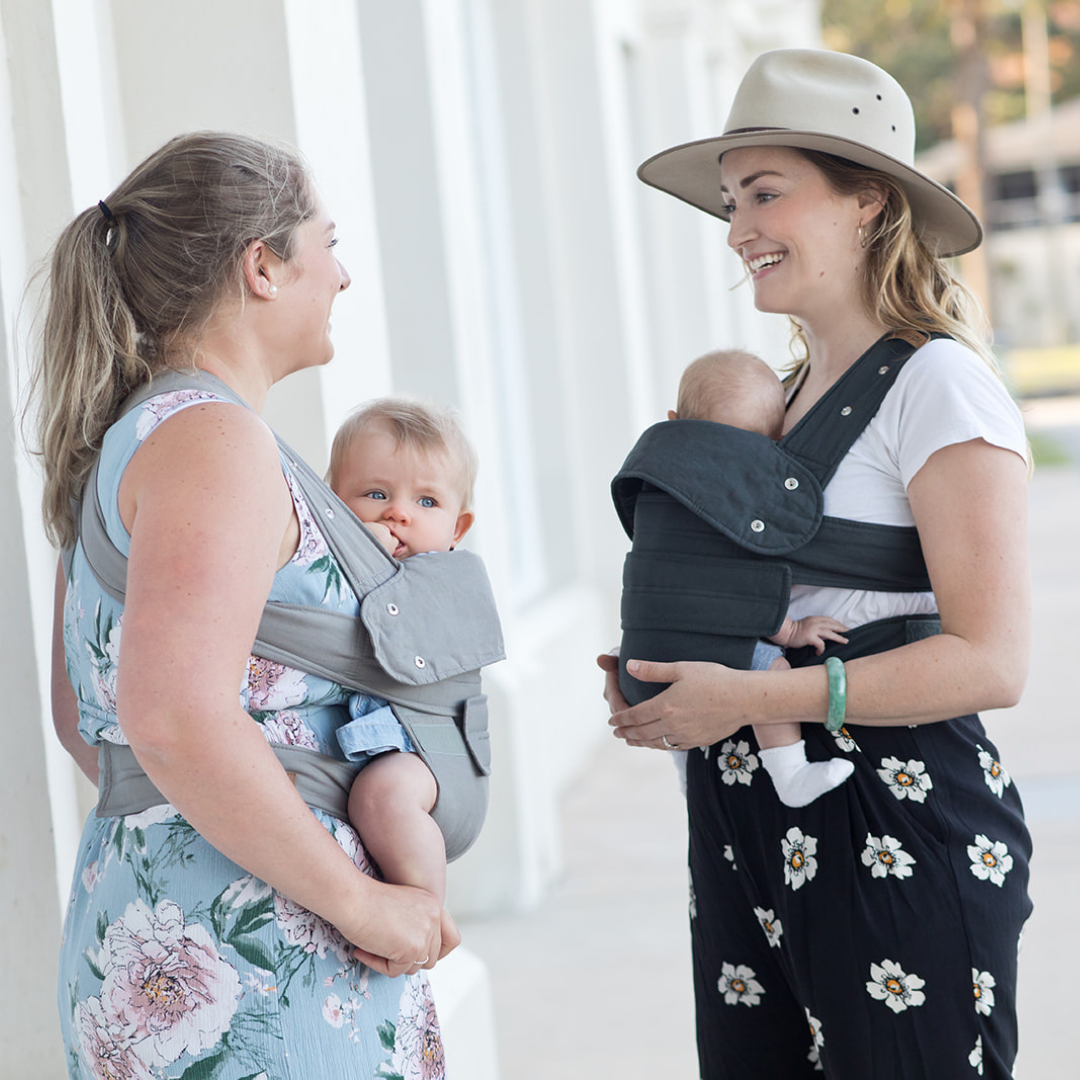 Two mums babywearing using their Baby Carriers